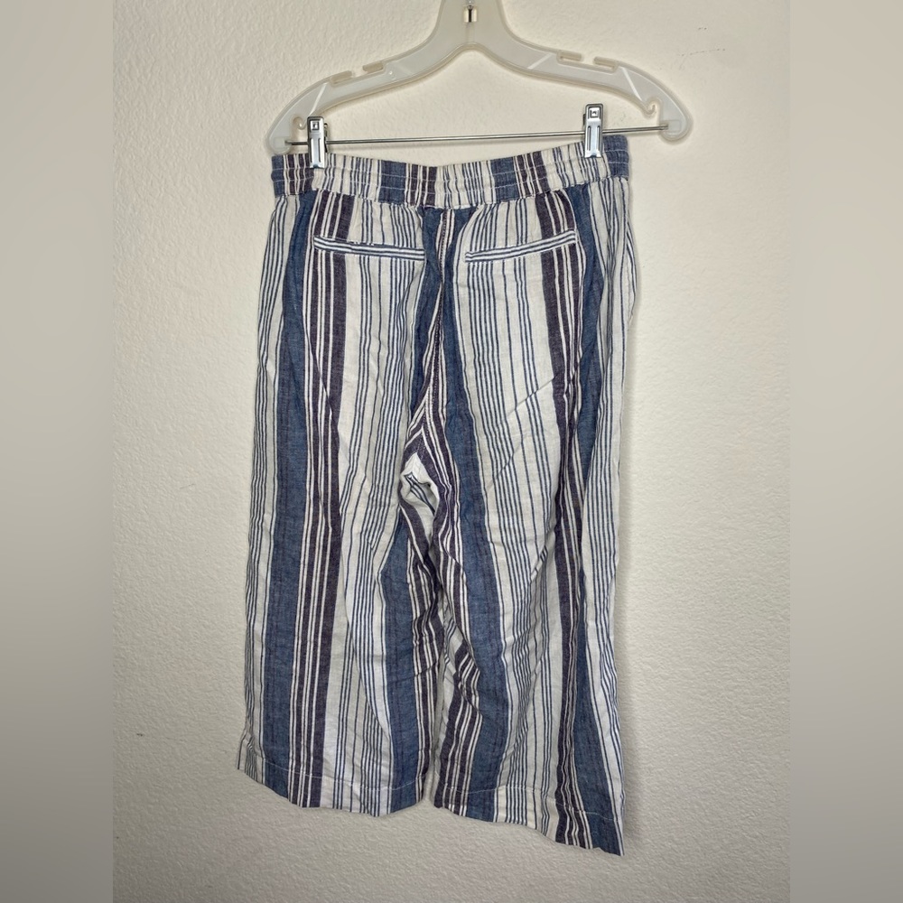 Beach lunch lounge linen capris flowy pants - Picture 3 of 10